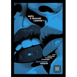 Affiche originale "ADOPTE un MEC", "Prêts à trouver l'amour, bleu"