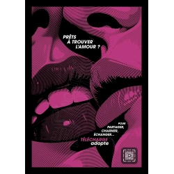 Affiche originale "ADOPTE un MEC", "Prêts à trouver l'amour, rose"