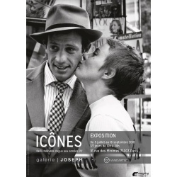 Affiche originale avec Jean-Paul Belmondo et Jean Seberg pour l'exposition ICÔNES de la Galerie Joseph (A bout de souffle)
