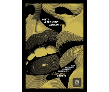 Affiche originale "ADOPTE un MEC", "Prêts à trouver l'amour, OR"