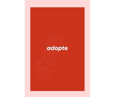Affiche originale ADOPTE UN MEC, visuel logo sur fond rouge et rose