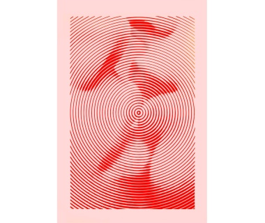 Affiche originale ADOPTE UN MEC, visuel visages sur fond rouge et rose