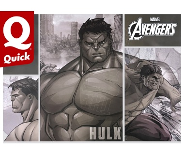Affiche originale Quick x Marvel Avengers, l’Incroyable Burger, inspiré de Hulk