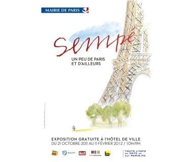Affiche originale de l'exposition Sempé, un peu de Paris et d’ailleurs... à l’Hôtel de Ville de Paris