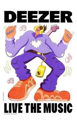 Affiche originale DEEZER "Live the Music" (danseur avec guitare)