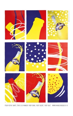 Affiche originale Orangina, nouvelle identité visuelle 2015 "Visuels 9 cases"