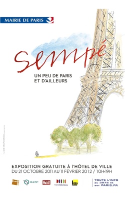 Affiche originale de l'exposition Sempé, un peu de Paris et d’ailleurs... à l’Hôtel de Ville de Paris